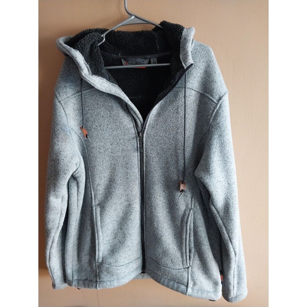 Free Country Men's Northwood Mountain Fleece Hoodie Full Zip Gray